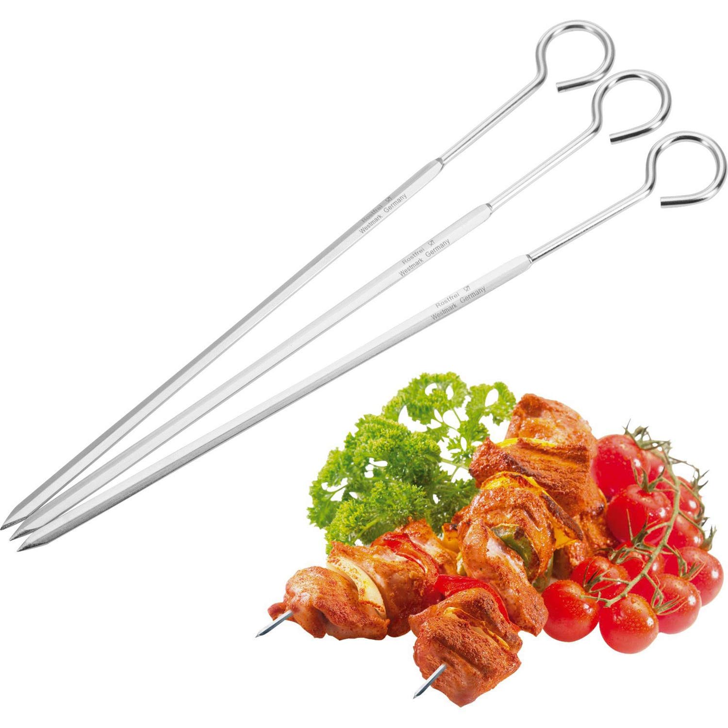 westmark-12602270-piques-brochettes-acier-inoxydable-23-cm-lot-de-3-argent-forma image 2