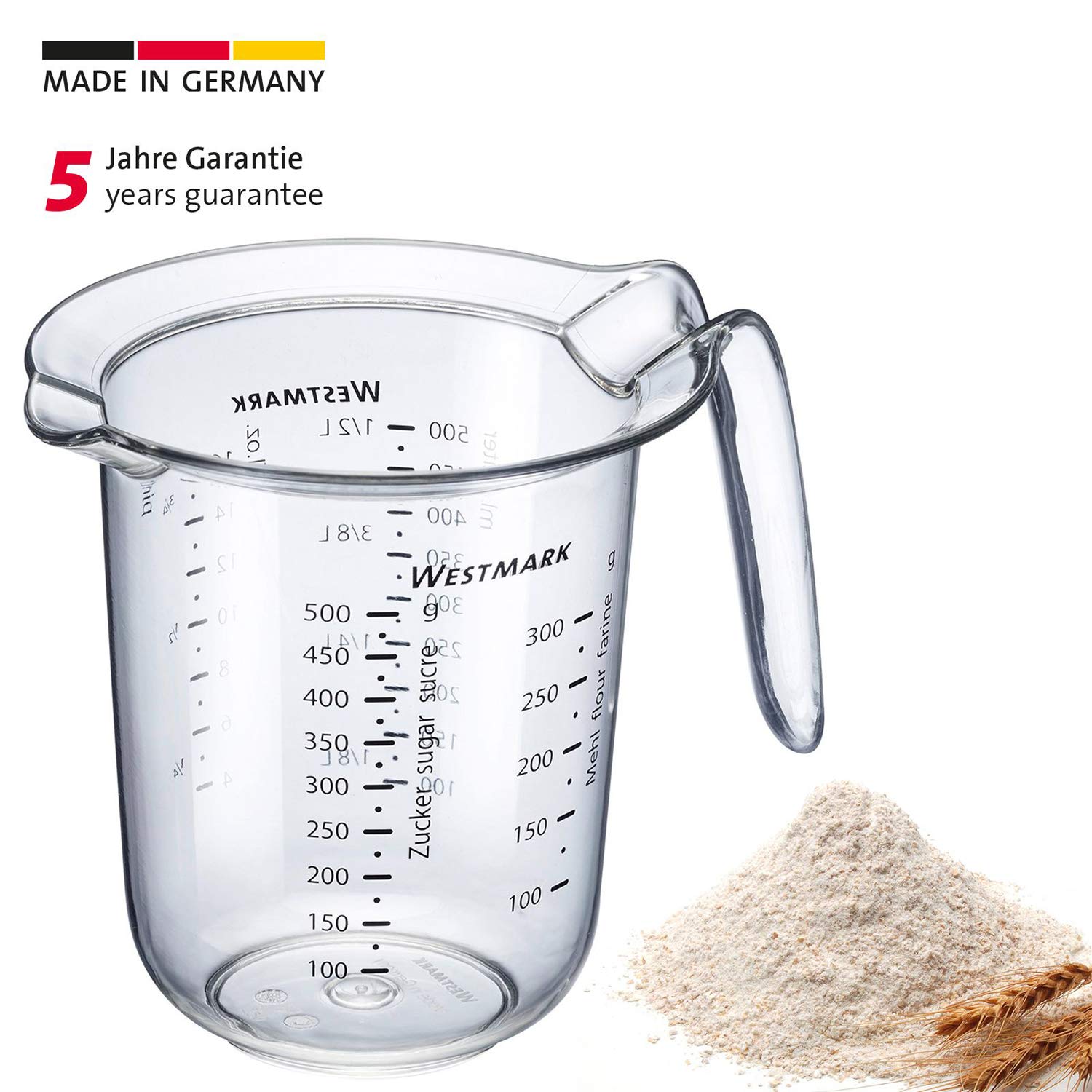 westmark-cruche-pichet-mesureur-gradu-0-5-l-avec-bec-verseur-plastique-transpare image 2