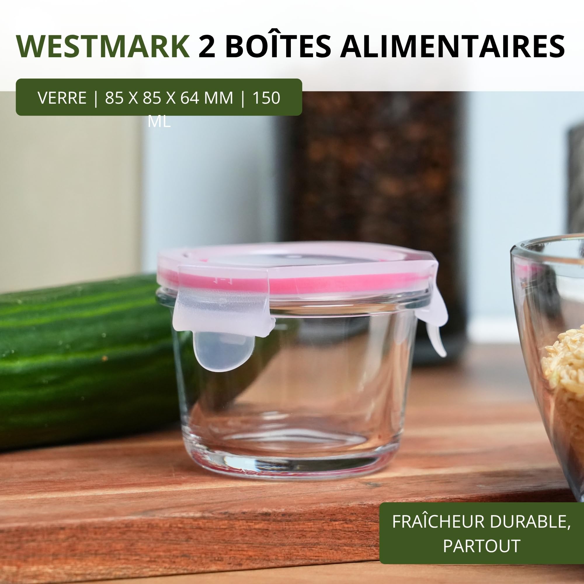 westmark-233122e3-lot-de-2-bo-tes-de-conservation-rondes-en-verre-avec-couvercle image 2