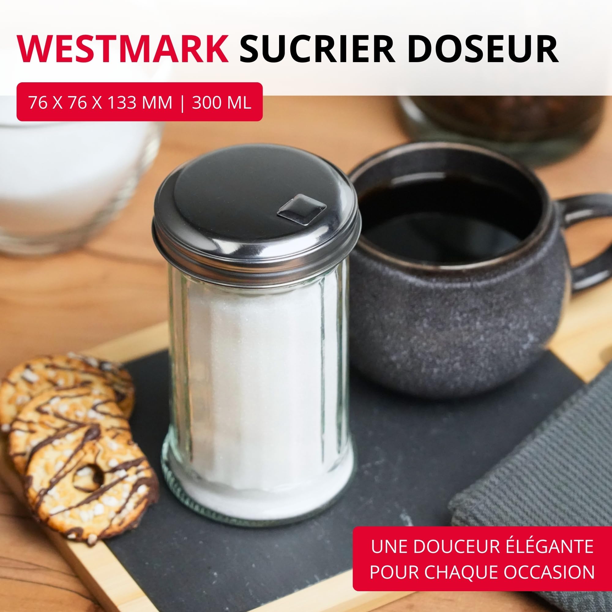 westmark-sucrier-doseur-new-york-65202260-300-ml-verre-et-acier-inoxydable-argen image 2