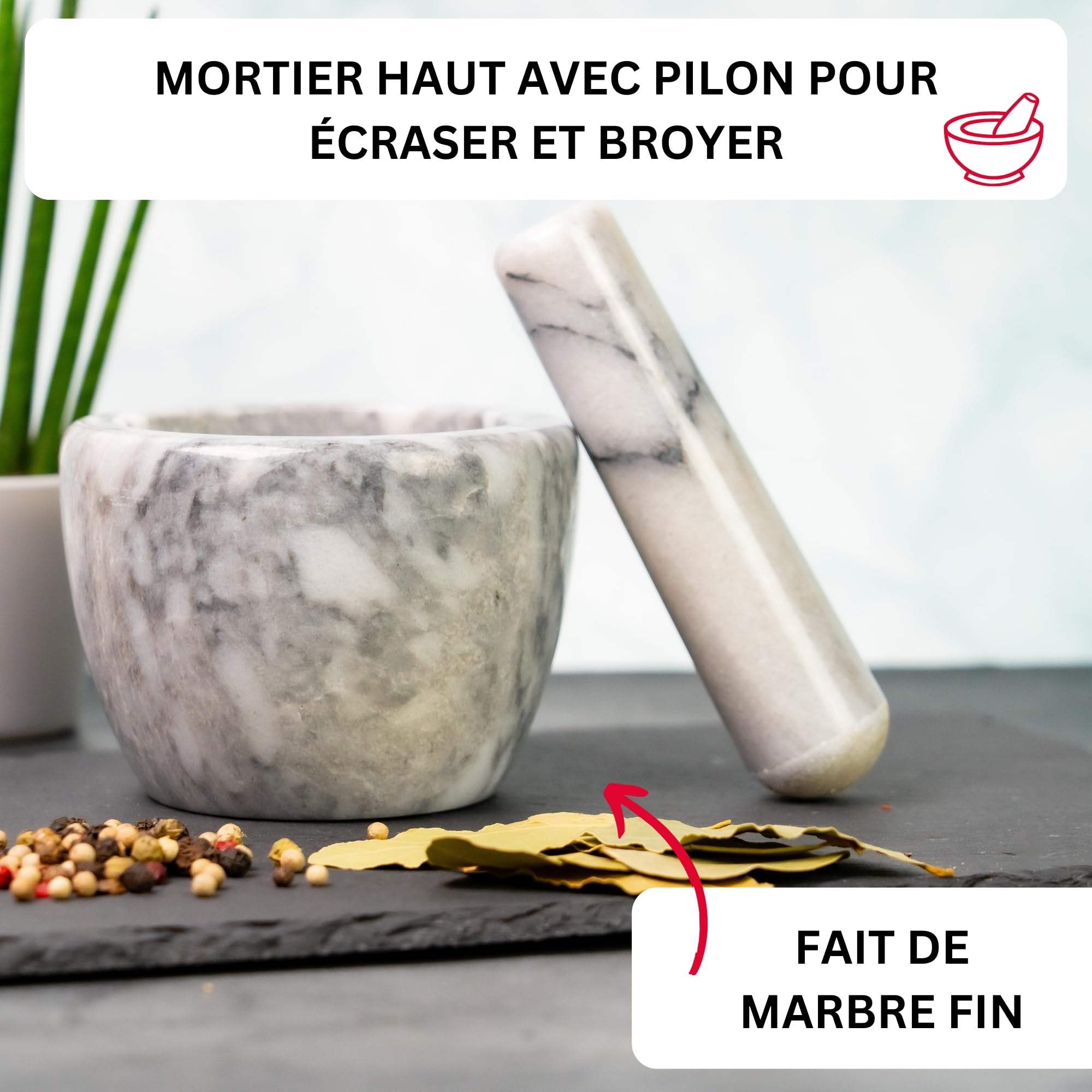 westmark-gourmet-mortier-avec-pilon-en-marbre-naturel-haut-10-x-7-5-cm-blanc-gri image 2