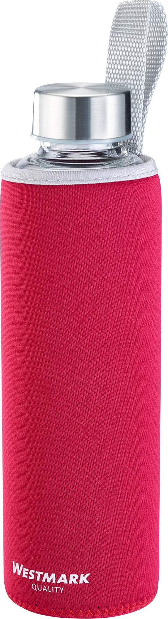 westmark-viva-gourde-en-verre-550-ml-avec-imprim-et-protection-textile-rouge-arg image 1