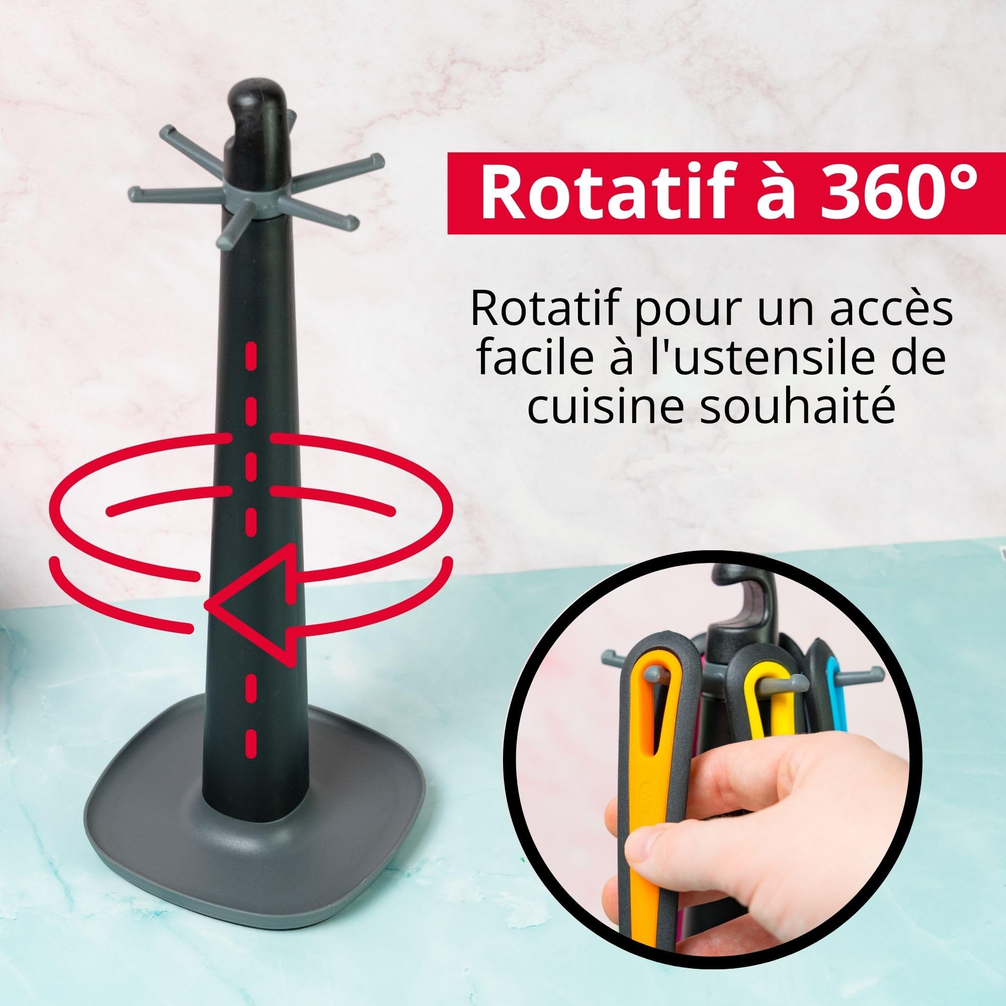 westmark-set-7-ustensiles-de-cuisine-gallant-multicolor-avec-support-rotatif-pre image 2