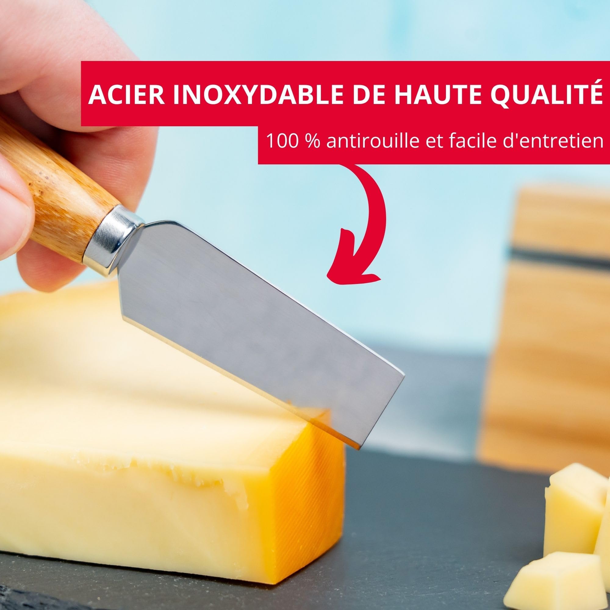 westmark-set-de-5-couteaux-fromage-avec-porte-couteaux-en-bambou-acier-inoxydabl image 6