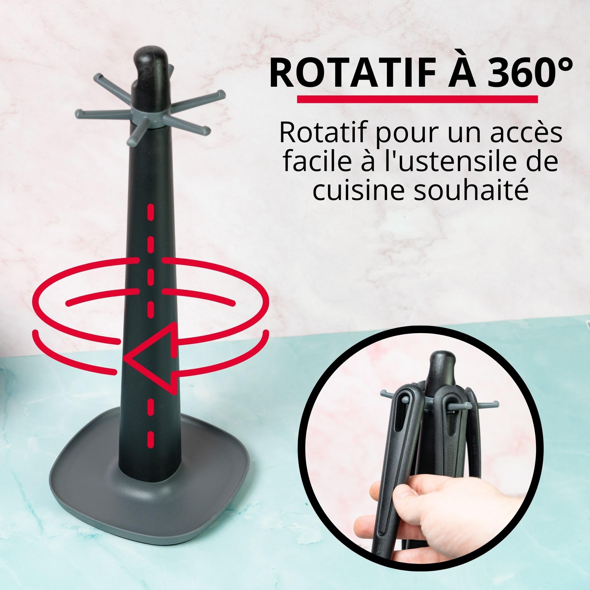 westmark-support-rotatif-pivotant-6-bras-pour-porte-ustensiles-de-cuisine-plasti image 2