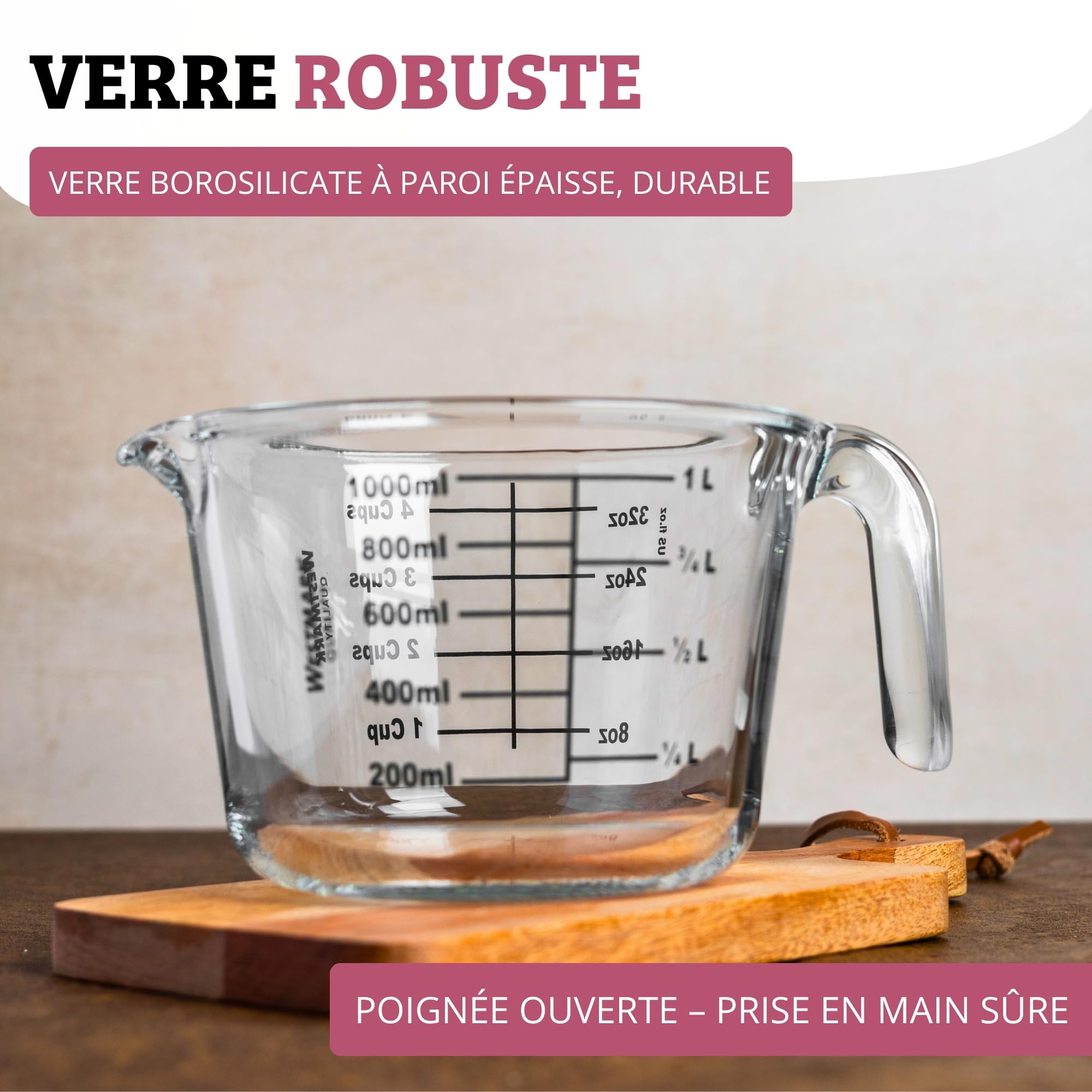 westmark-30632260-verre-doseur-1-litre-en-verre-borosilicate-transparent-noir image 5