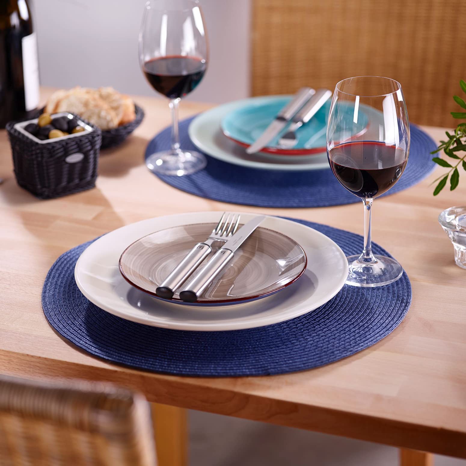 westmark-circle-sets-de-table-ronds-38-cm-bleu-gris-lot-de-4-coton-polypropyl-ne image 5