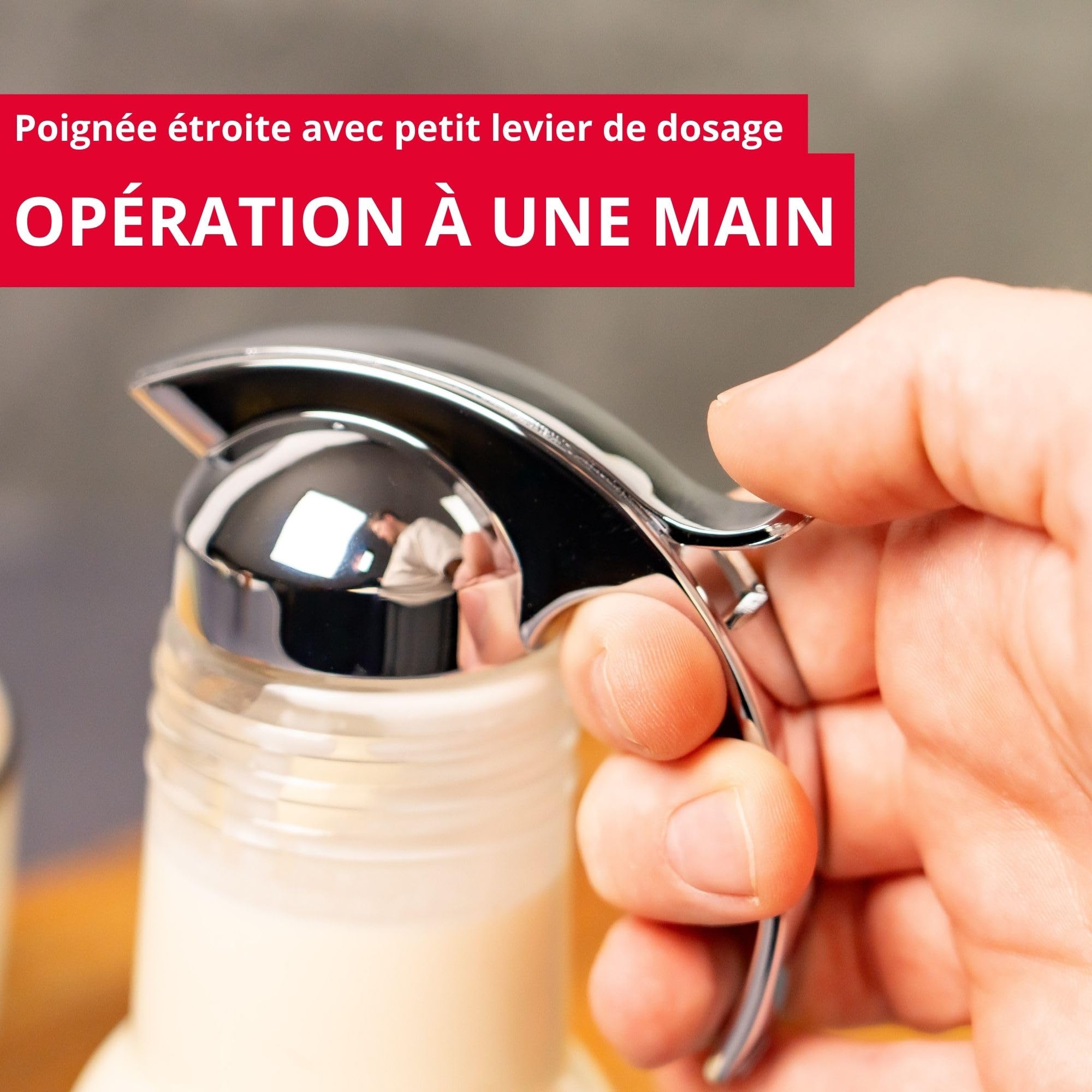 westmark-paris-chrome-distributeur-cr-me-pot-miel-150-ml-verre-abs-chrom-dosage- image 4