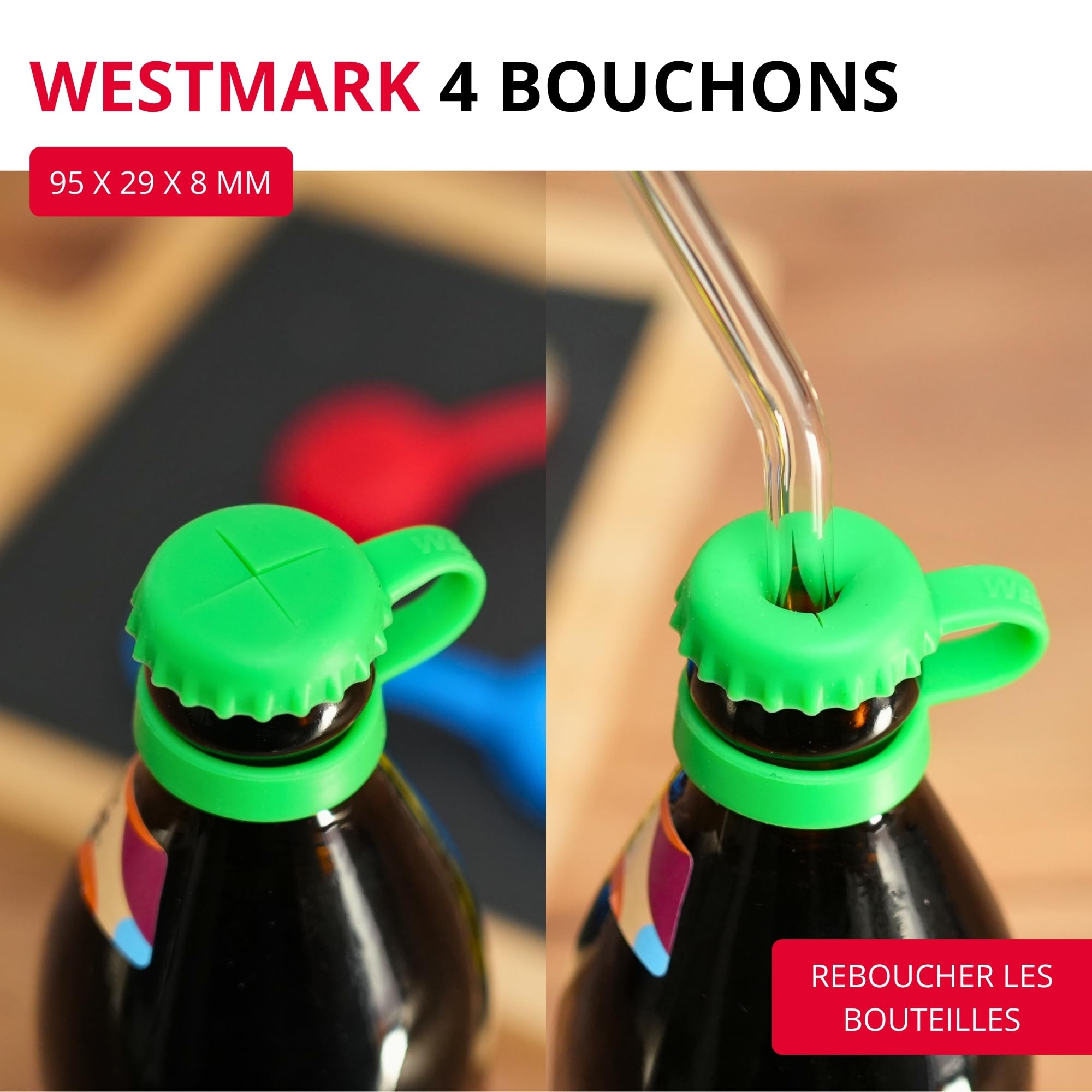 westmark-44412260-lot-de-4-bouchons-en-silicone-avec-fente-pour-pailles-sans-bpa image 2