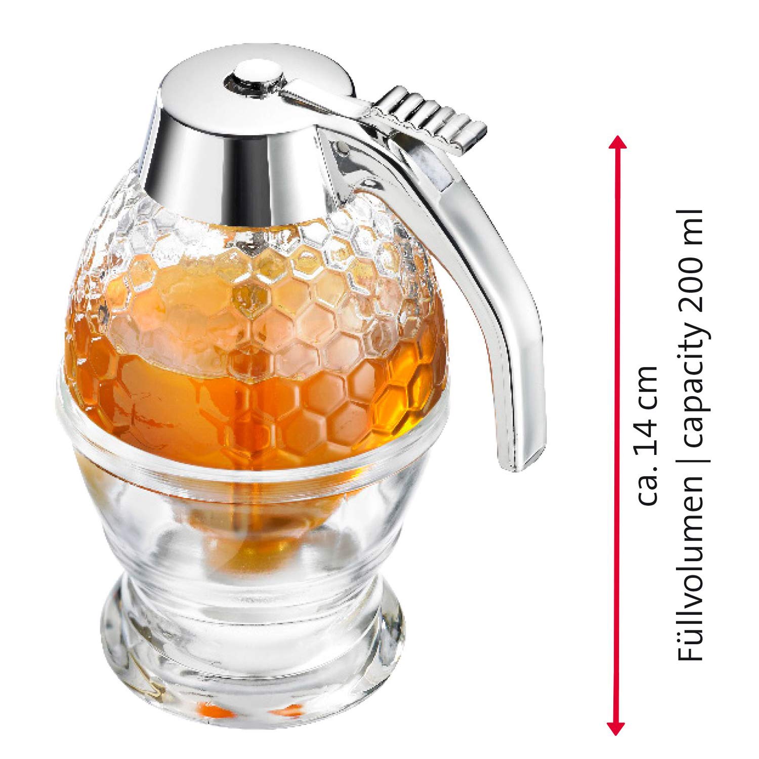 westmark-deluxe-distributeur-de-miel-avec-support-200-ml-motif-nid-d-abeille-ver image 8