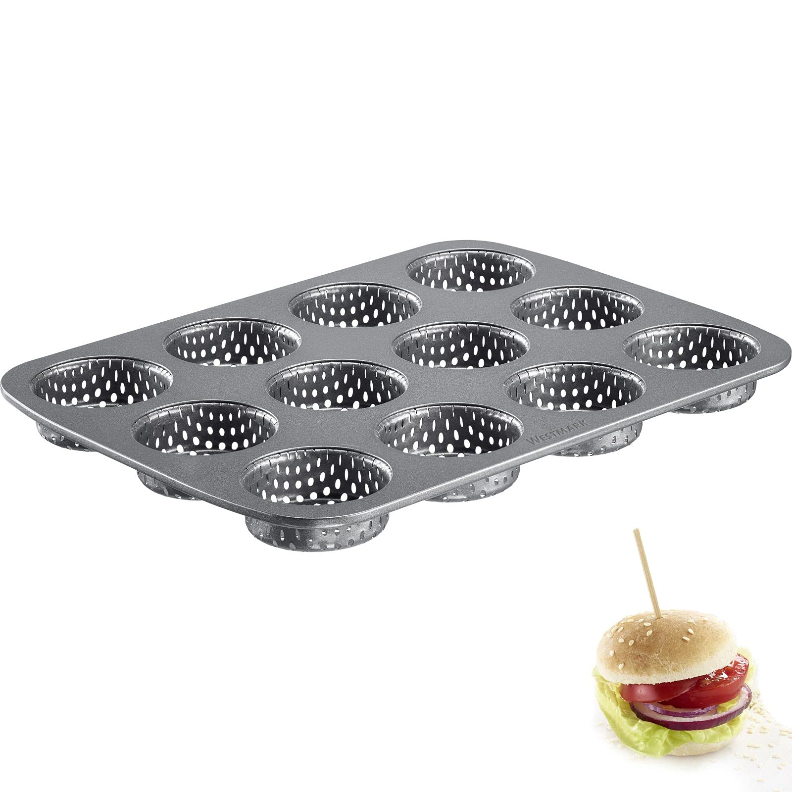 westmark-327122e6-moule-mini-burgers-12-buns-d-mouleur-g-teau-acier-antiadh-sif- image 2