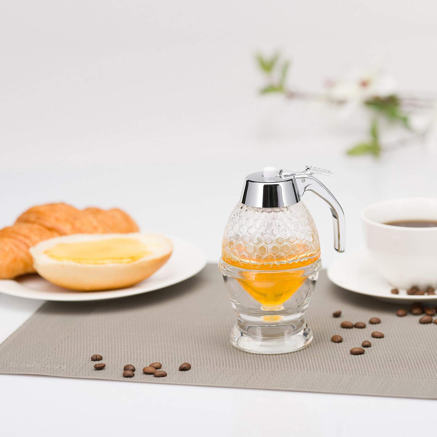 westmark-deluxe-distributeur-de-miel-avec-support-200-ml-motif-nid-d-abeille-ver image 7