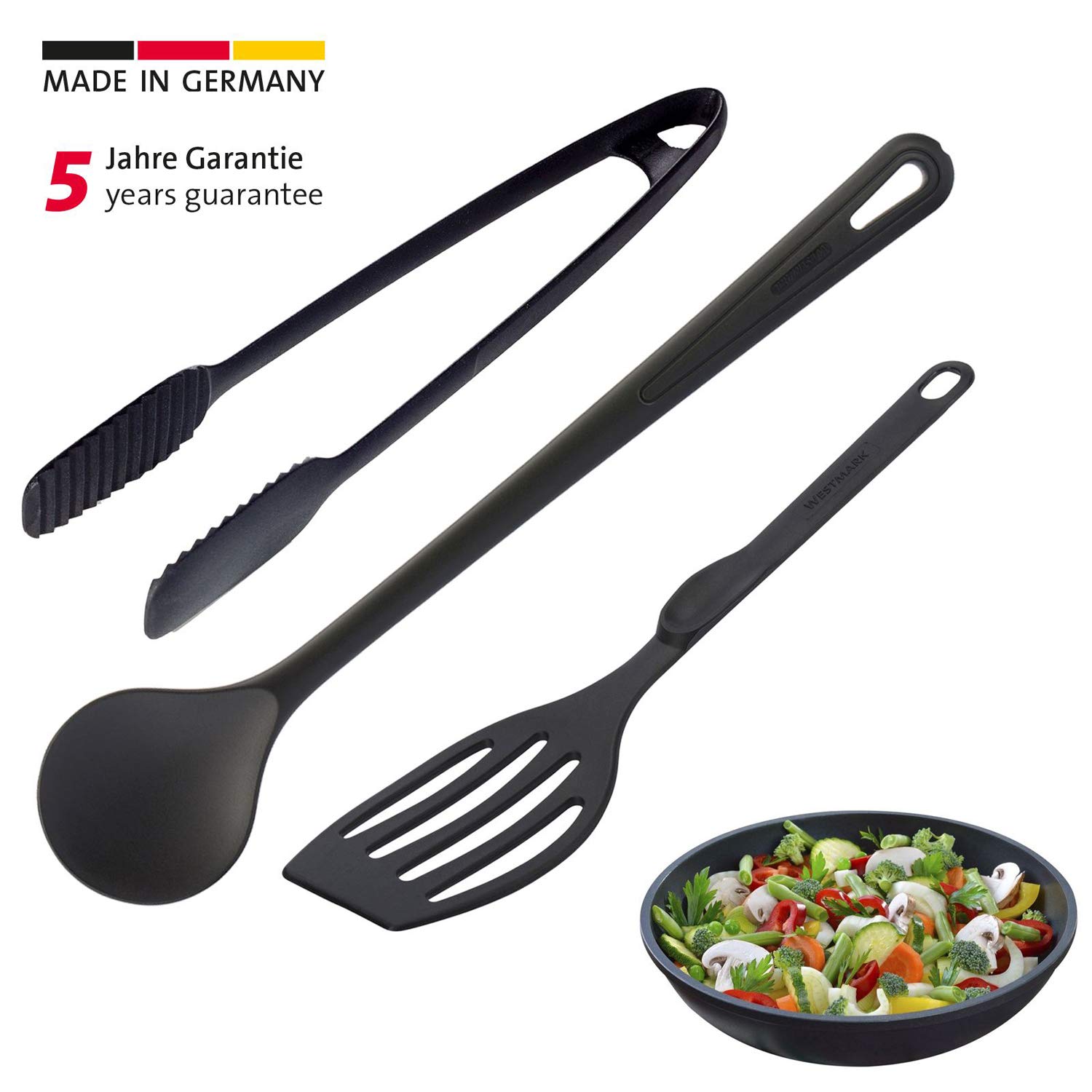 westmark-gentle-set-d-ustensiles-de-cuisine-3-pi-ces-spatule-cuill-re-pince-poly image 2