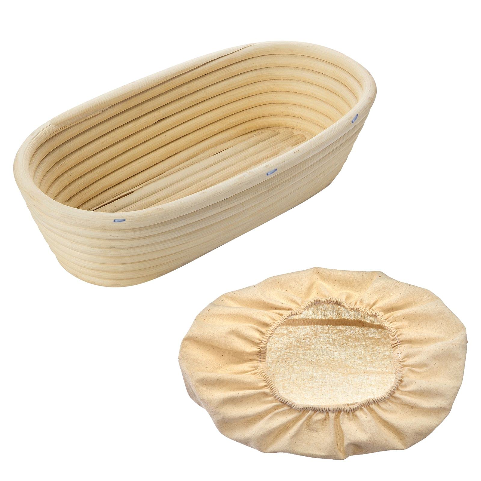 westmark-panier-fermentation-ovale-en-rotin-naturel-avec-couvercle-en-coton-pain image 1