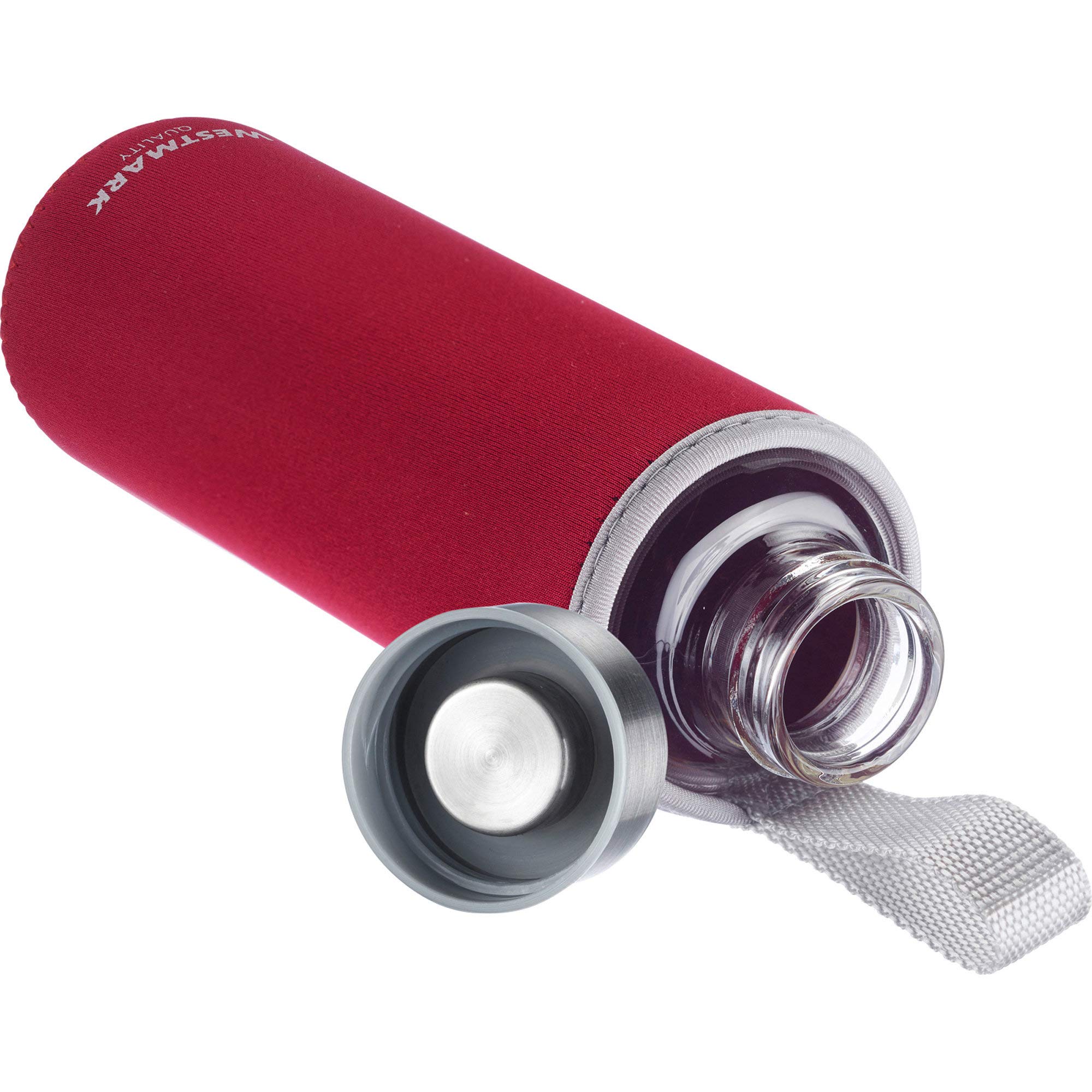westmark-viva-gourde-en-verre-550-ml-avec-imprim-et-protection-textile-rouge-arg image 2