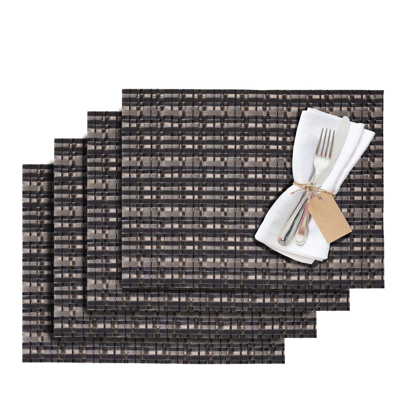 westmark-01210386150-elegance-set-de-table-vinyle-polyester-anthracite-argent-lo image 1