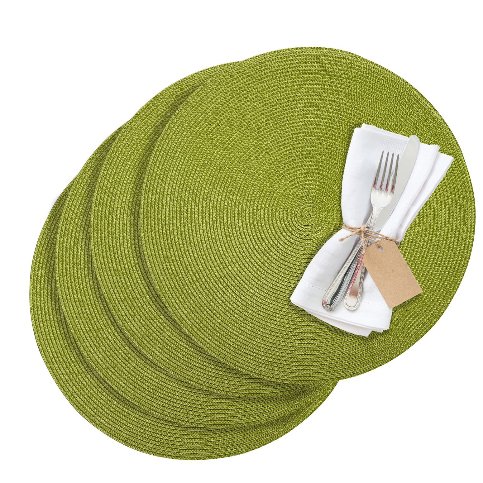 westmark-circle-01211095154-lot-de-4-sets-de-table-ronds-lavables-vert-38-cm-cot image 1