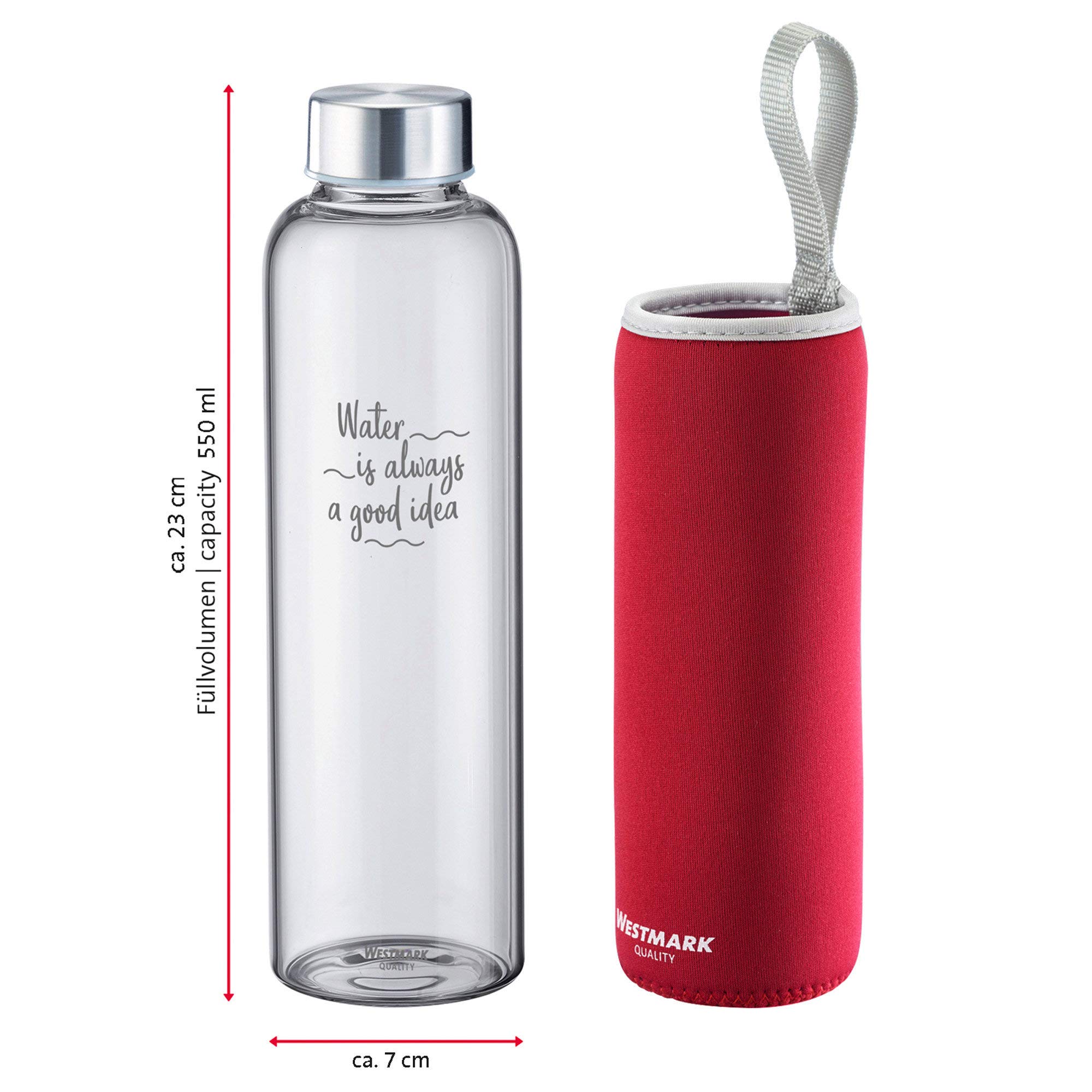 westmark-viva-gourde-en-verre-550-ml-avec-imprim-et-protection-textile-rouge-arg image 3