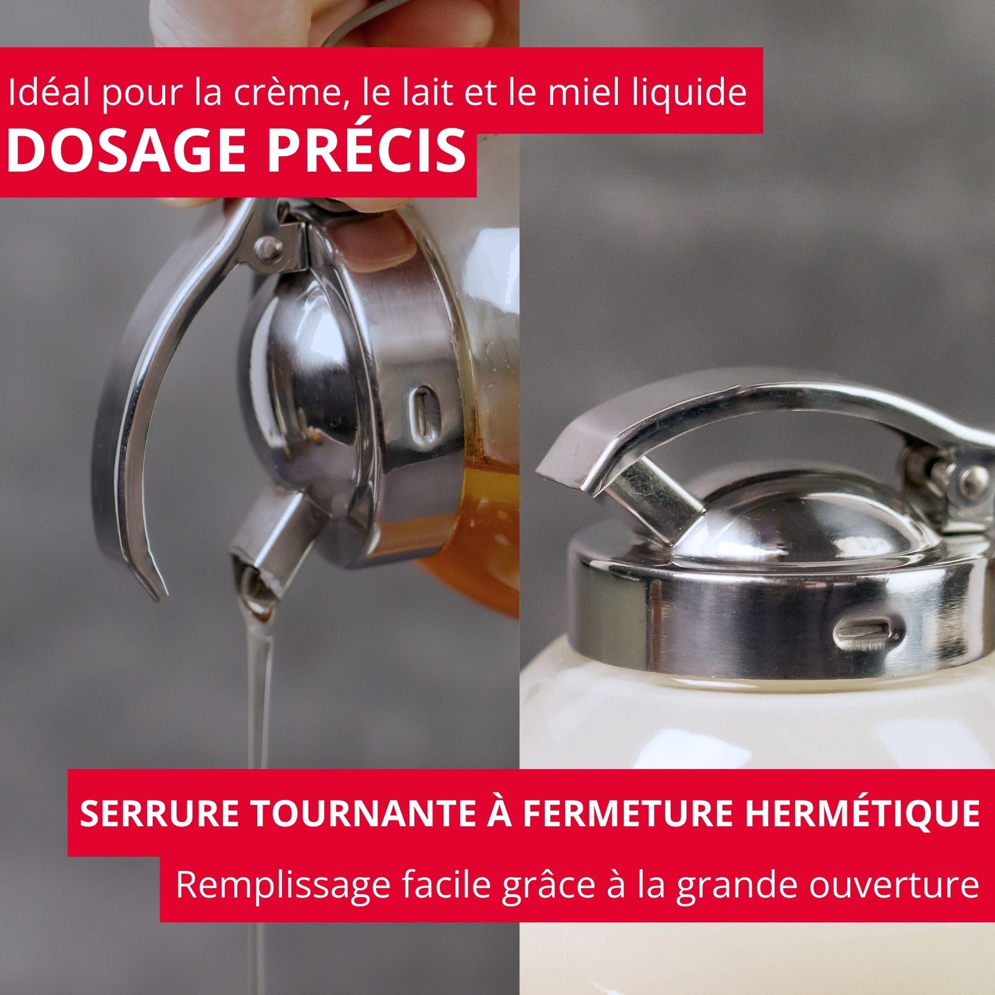 westmark-roma-distributeur-de-cr-me-miel-250-ml-verre-et-acier-inoxydable-transp image 2