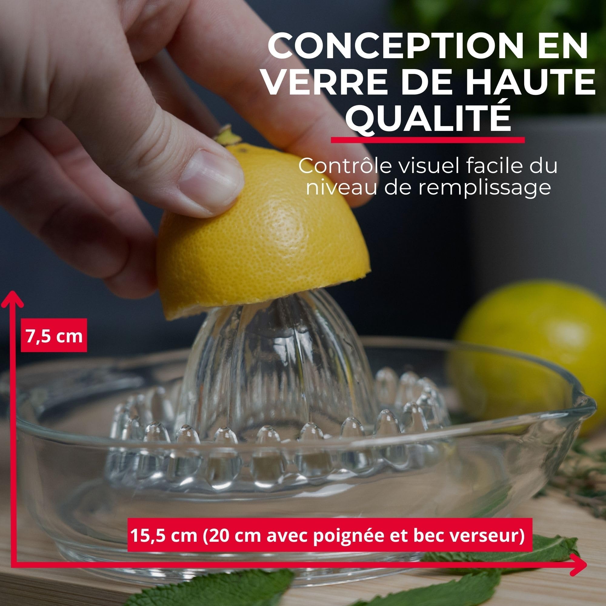 westmark-presse-agrumes-et-orange-en-verre-250-ml-avec-c-ne-lamelles-transparent image 3