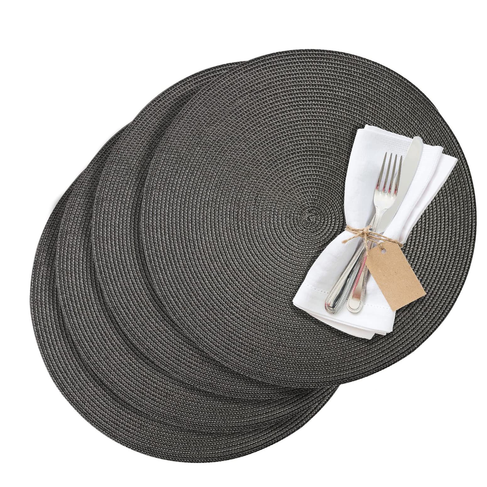 westmark-circle-sets-de-table-ronds-38-cm-anthracite-lot-de-4-coton-polypropyl-n image 1