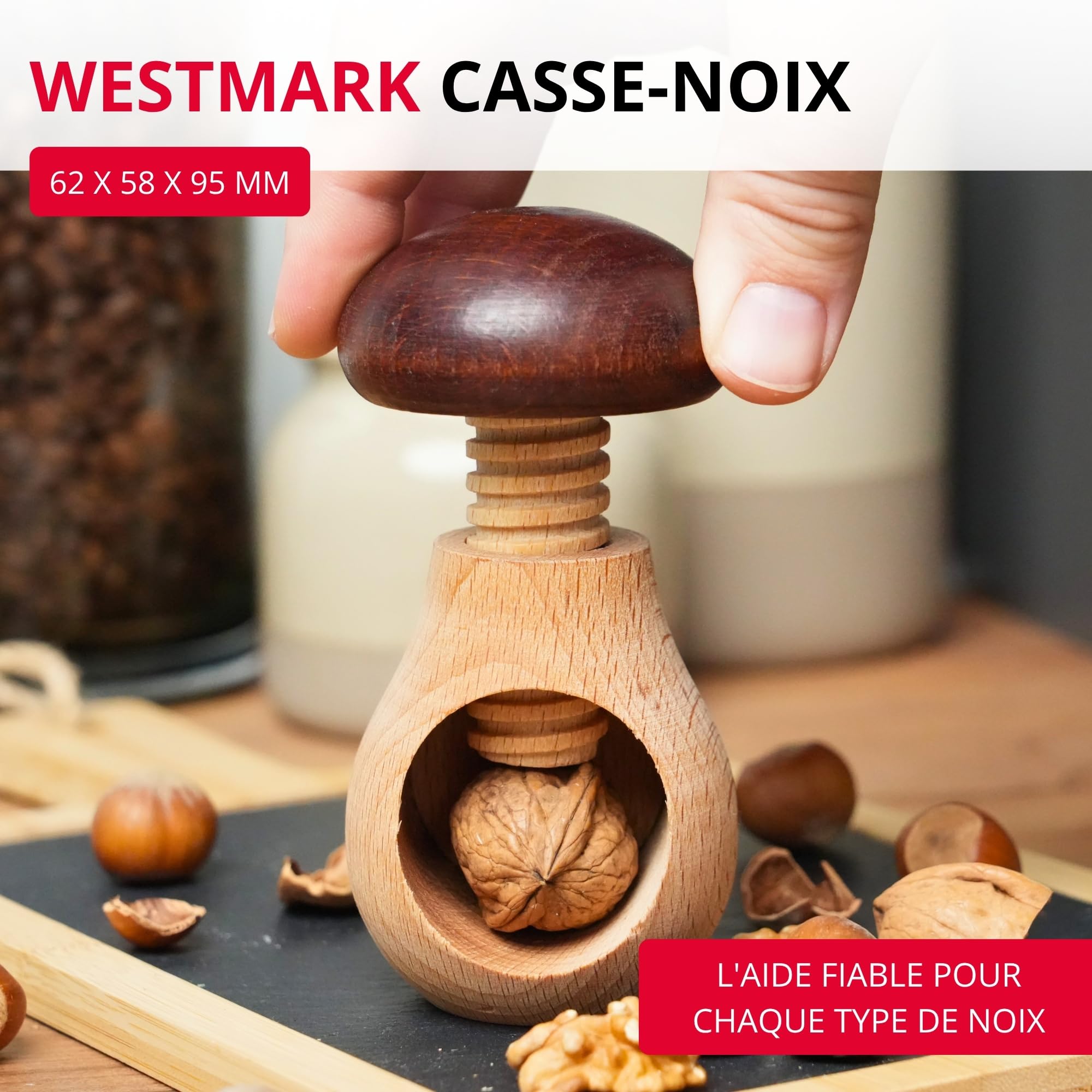 westmark-holzi-16772270-casse-noix-en-forme-de-champignon-bois-de-h-tre-9-5-cm image 2
