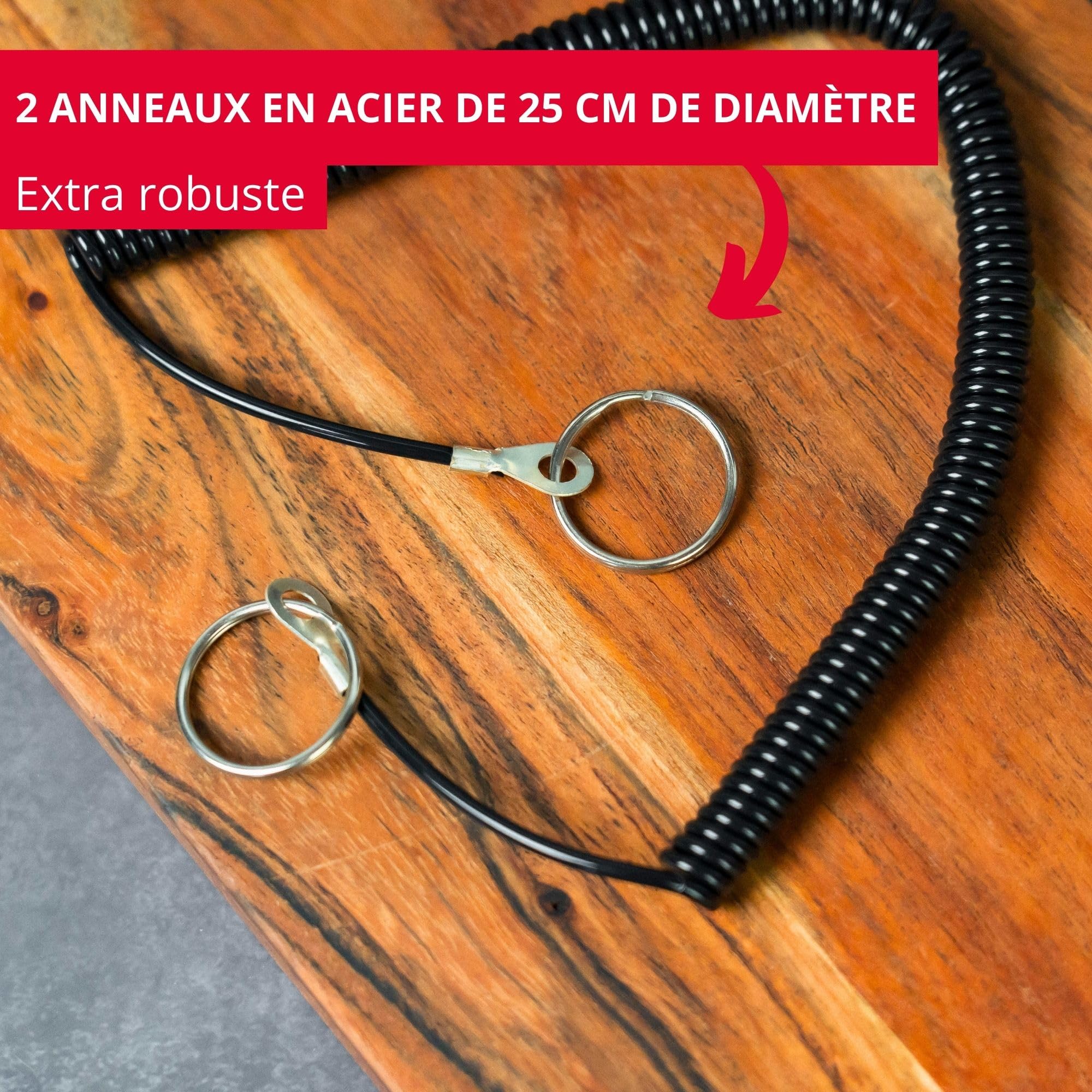westmark-cha-ne-spirale-avec-2-anneaux-acier-25-mm-extensible-25-200-cm-pour-bou image 2