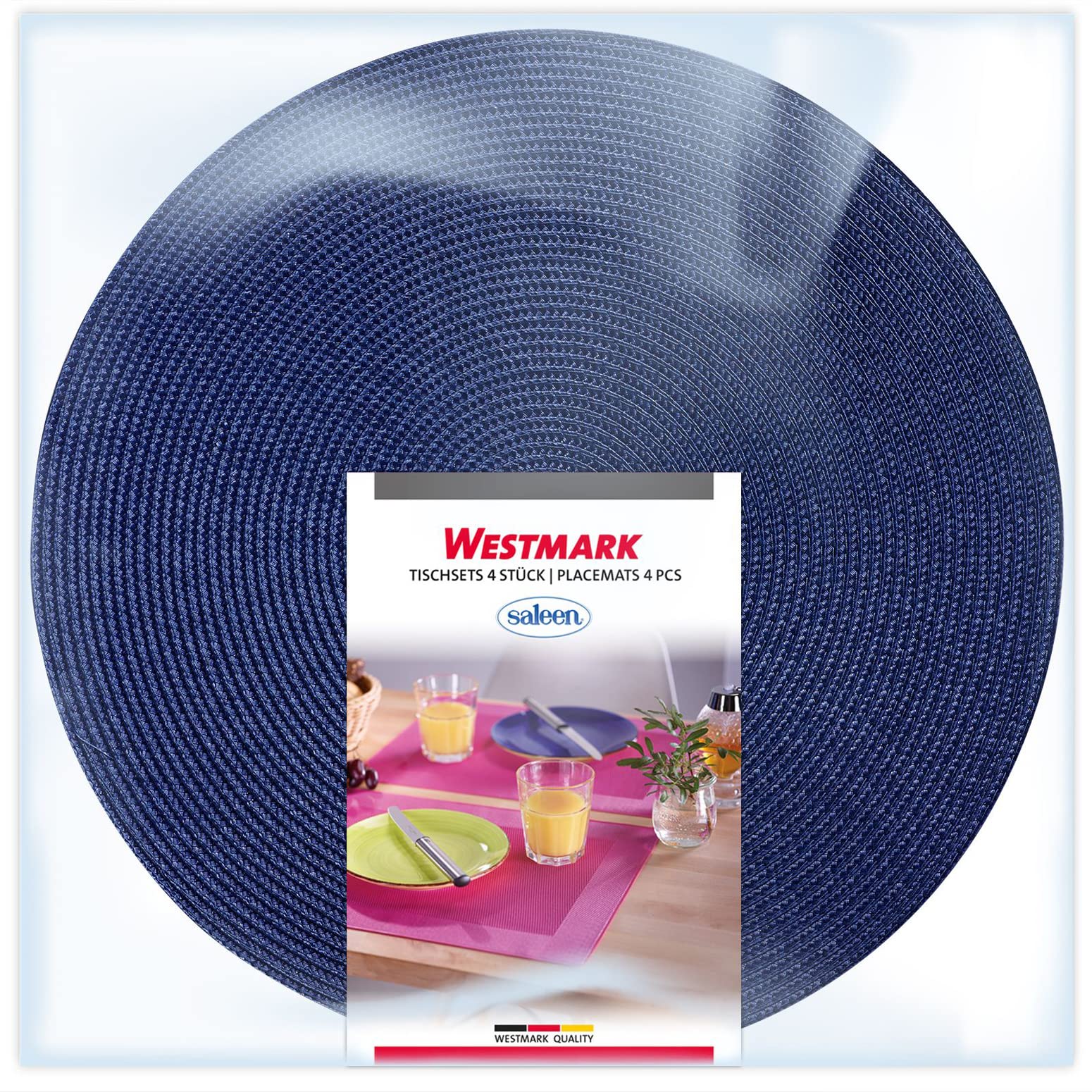 westmark-circle-sets-de-table-ronds-38-cm-bleu-gris-lot-de-4-coton-polypropyl-ne image 6