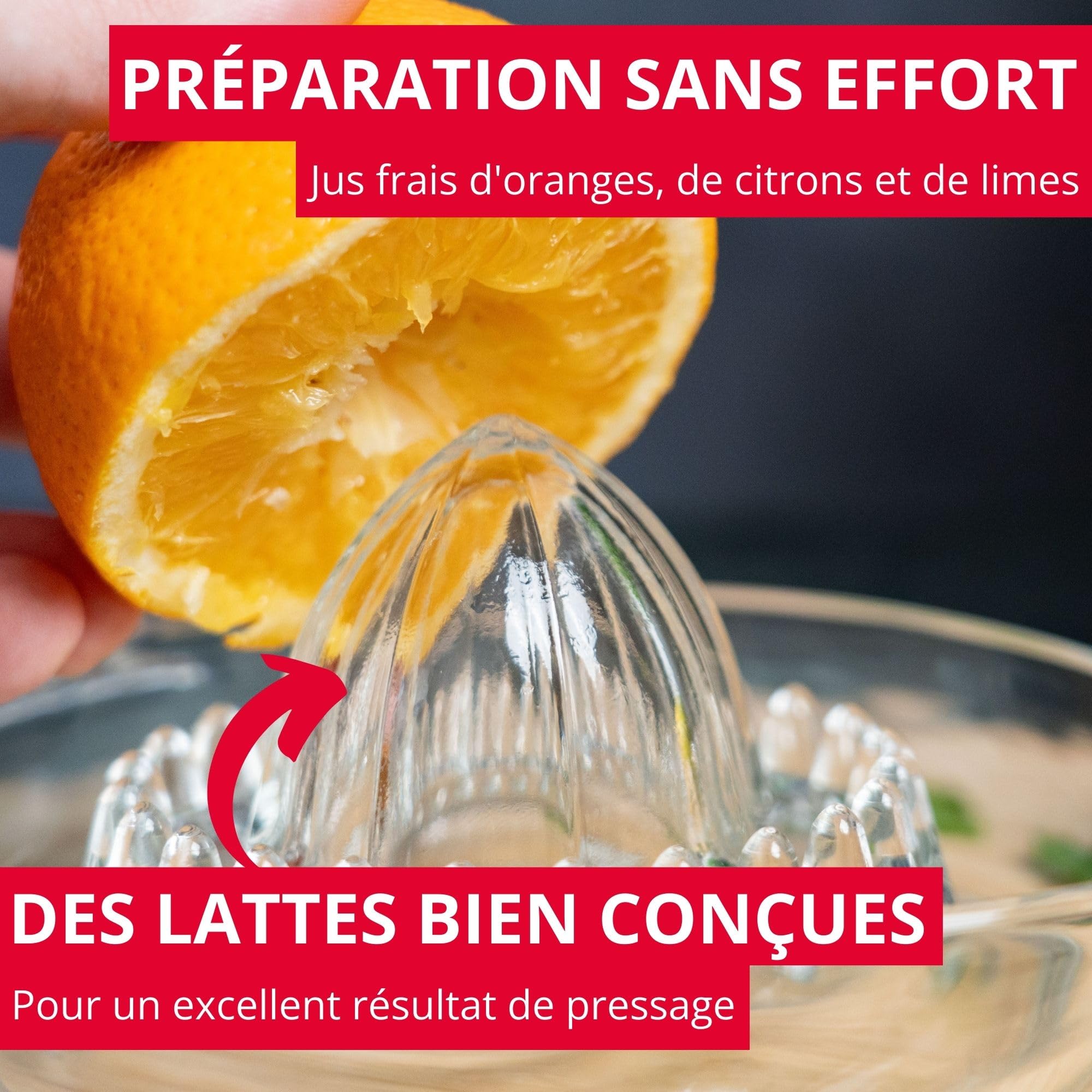 westmark-presse-agrumes-et-orange-en-verre-250-ml-avec-c-ne-lamelles-transparent image 2