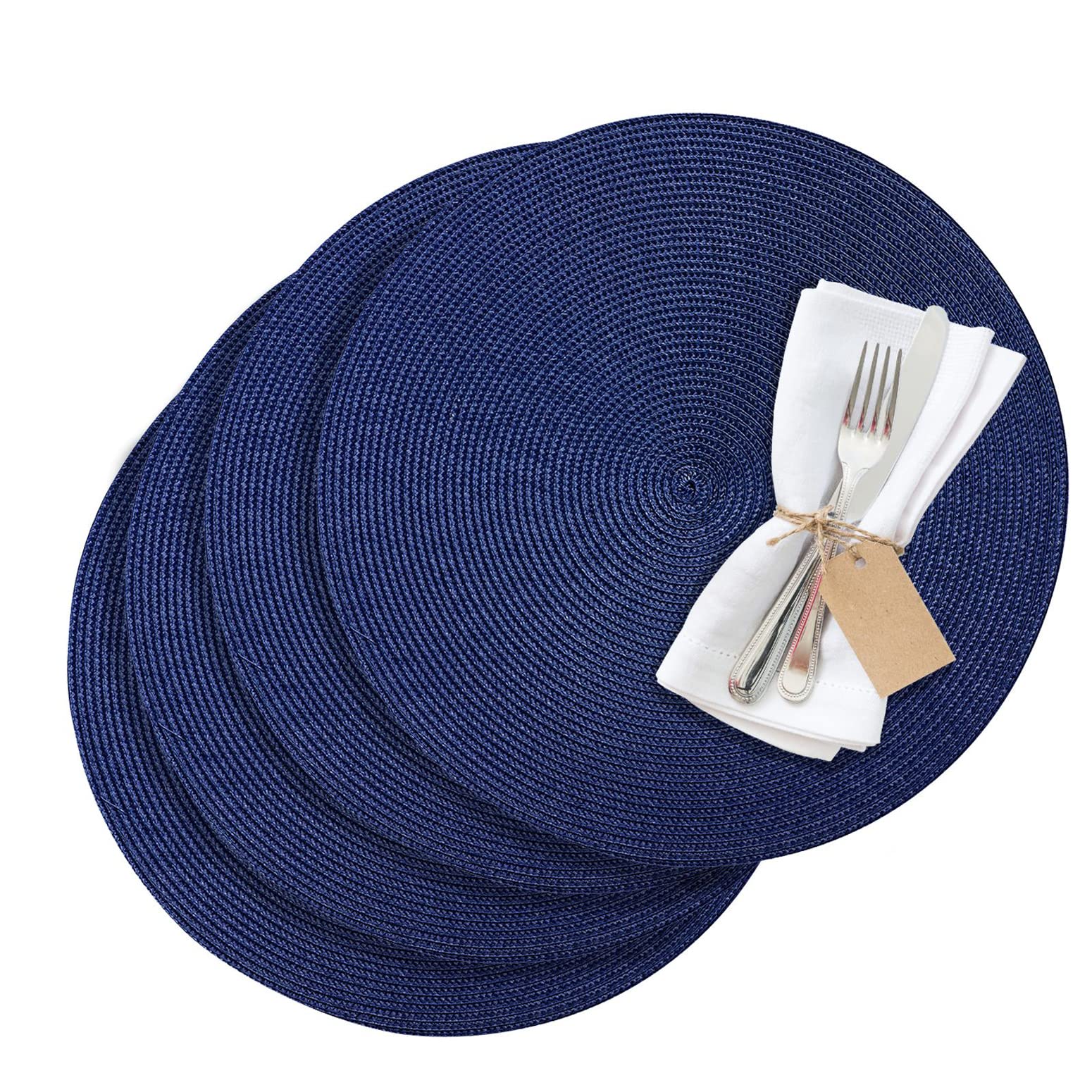 westmark-circle-sets-de-table-ronds-38-cm-bleu-gris-lot-de-4-coton-polypropyl-ne image 1