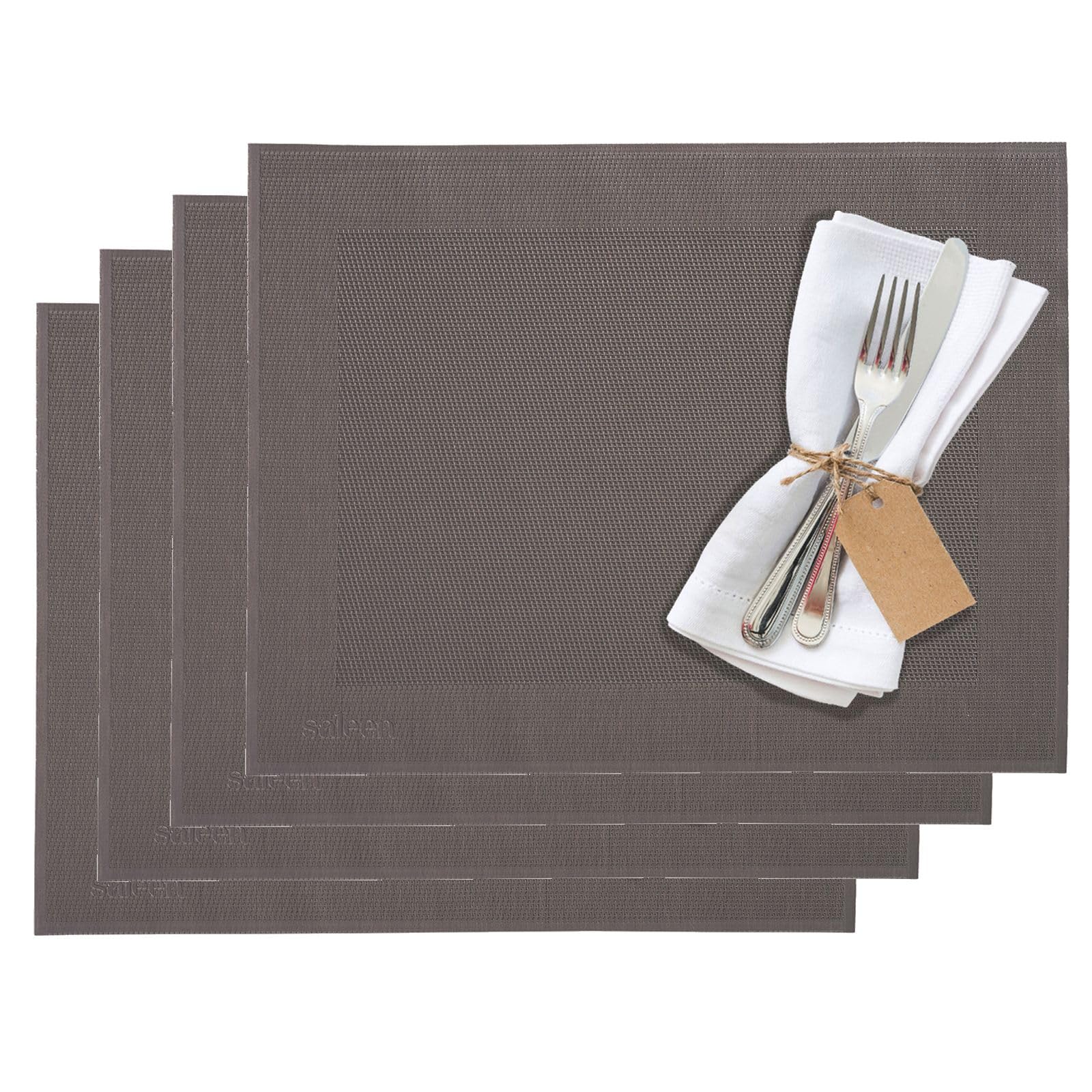 westmark-saleen-lot-de-4-sets-de-table-42-x-32-cm-vinyle-polyester-taupe-marron- image 1