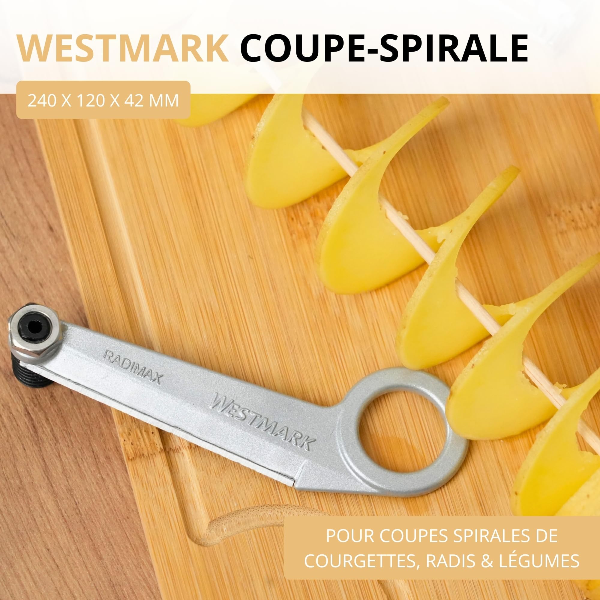 westmark-radimax-coupe-radis-spirale-avec-tige-de-centrage-24-cm-acier-inoxydabl image 2