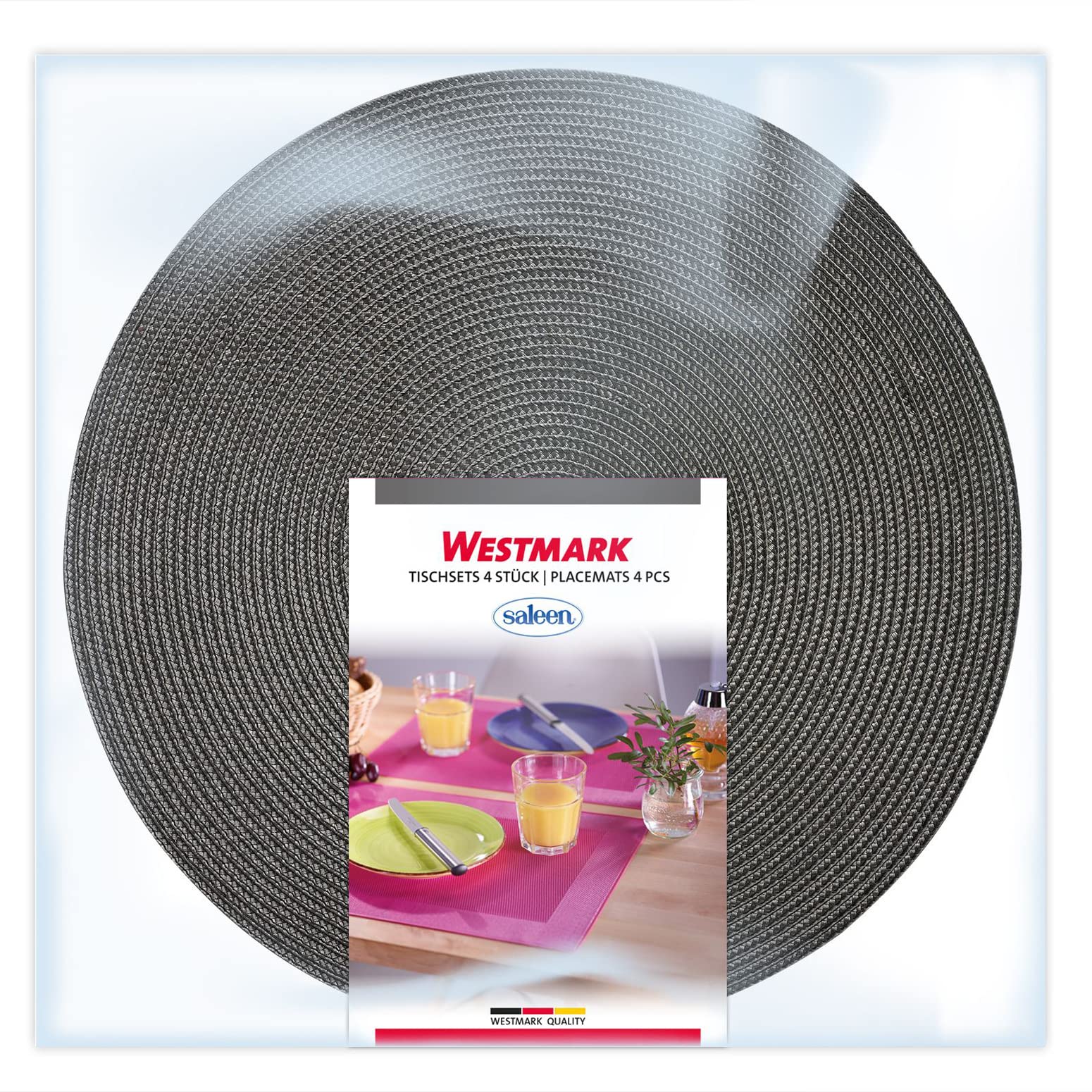 westmark-circle-sets-de-table-ronds-38-cm-anthracite-lot-de-4-coton-polypropyl-n image 6