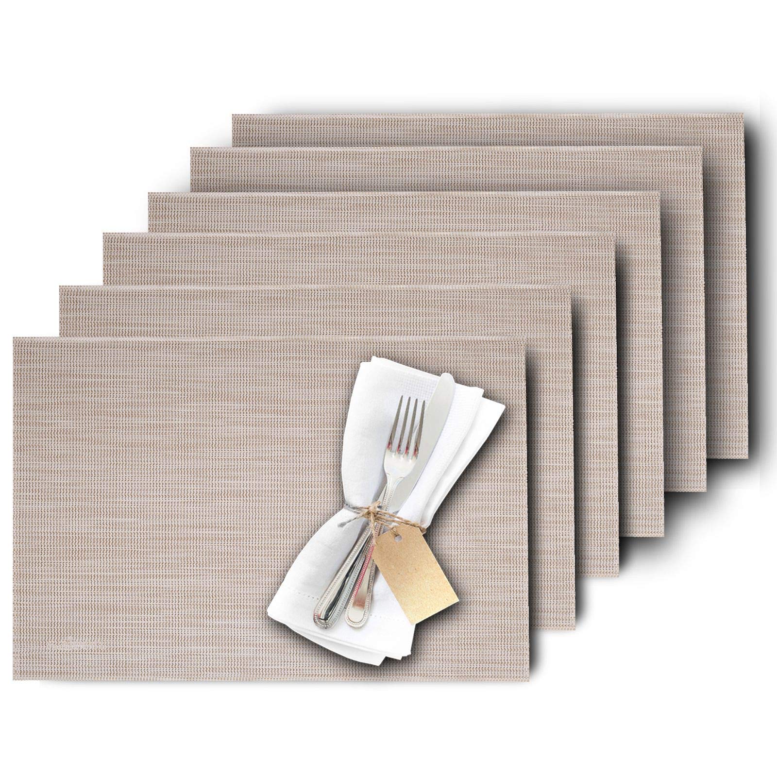 westmark-uni-lot-de-6-sets-de-table-42-x-32-cm-beige-blanc-chin image 2
